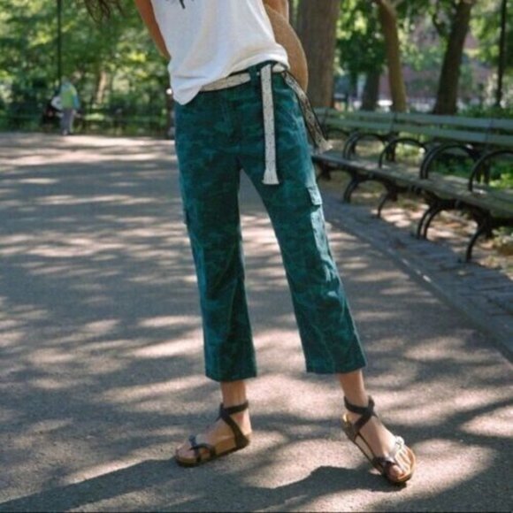 Anthropologie Pants - By Anthropologie Austin Cargo Turquoise Green Pants Camo Teal 25